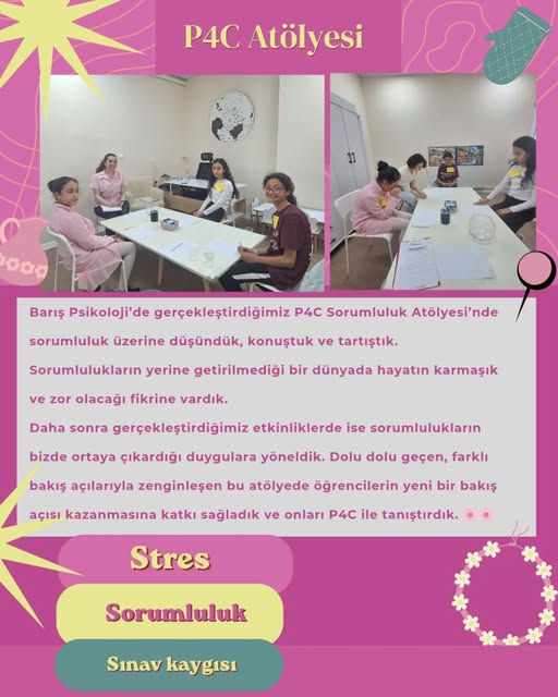 P4C atölyesi stres ve sorumluluk temalı afiş